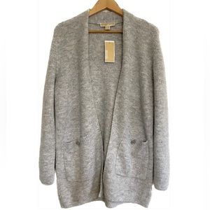 Michael Michael Kors Grey Sparkle Double Pocket Open Cardigan